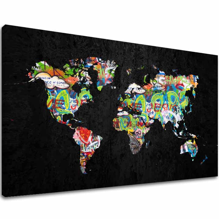 Zemljevid na platnu Zemljevid Sveta - Dizajnový Motív