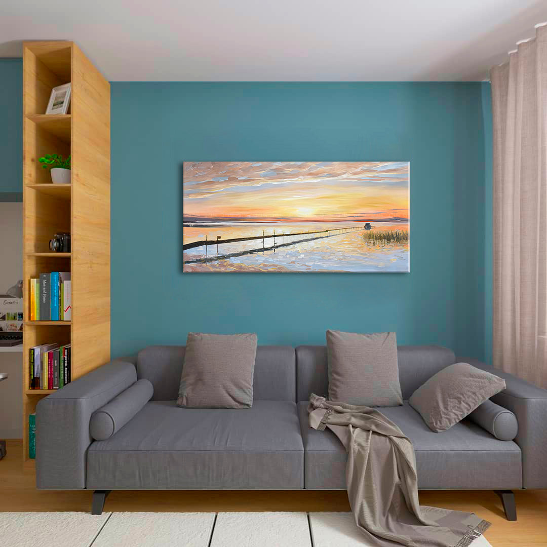 Slika na platnu BARVNI ZAHOD SONCA NA OBALI 100x50 cm