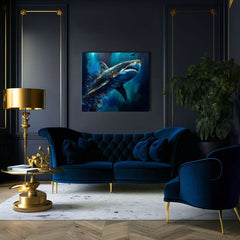 Dekorativna slika na platnu - PREMIUM ART - Shark Force in Dark Water