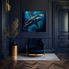 Dekorativna slika na platnu - PREMIUM ART - Shark Force in Dark Water