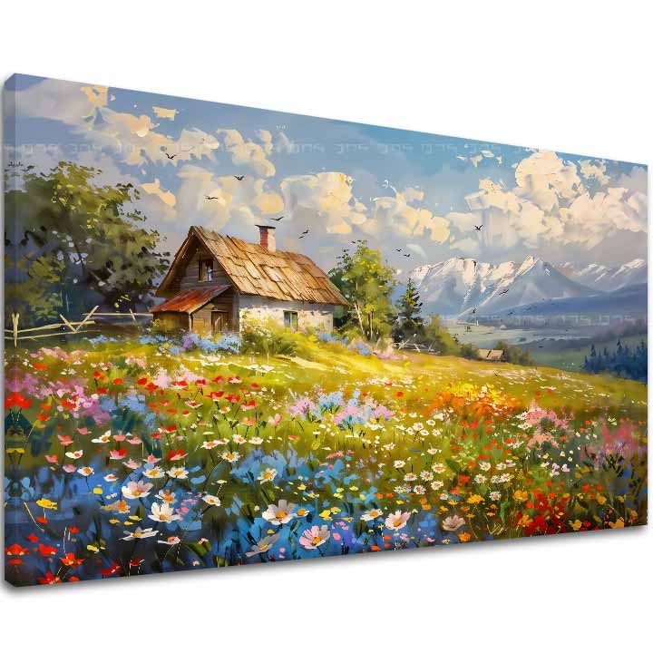 Platno s sliko Barvit cvetlični travnik | Akrilni detajli