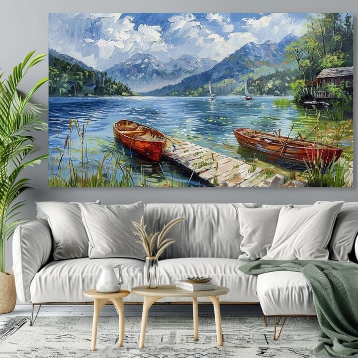 Pokrajina na platnu slika Kraj za počitek | Akril podrobnosti