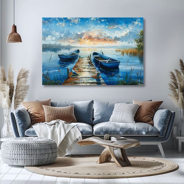 Pokrajina na platnu Romantični sončni zahod | Podrobnosti akrila