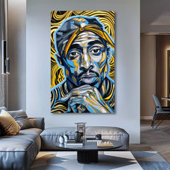 Slika Tupac Shakur - zlati toni rapa | 100 % izvirni akril poslikan