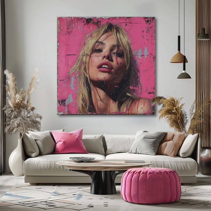 Slika Blondinka - Roza Barbie | 100 % originalna akrilna slika