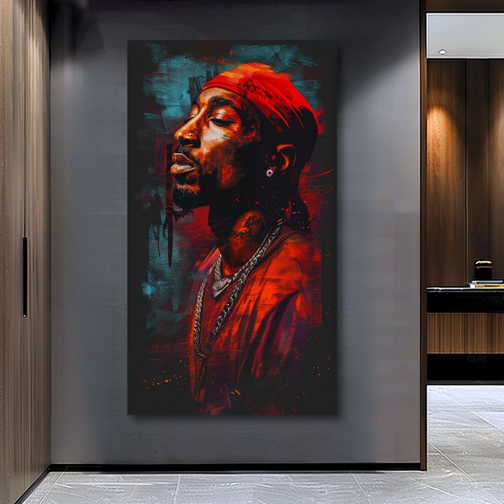 Slika Tupaca Shakurja - Ikona za mikrofonom | 100 % originalna akrilna slika