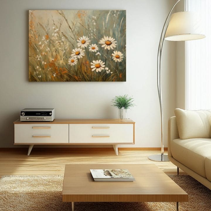 Slika beli ples rož | 100% originalna poslikava z akrilnimi barvami