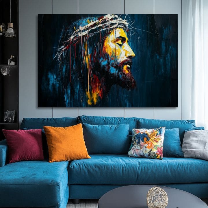 Mirni Jezus | Poslikano z akrilom in zlatimi lističi