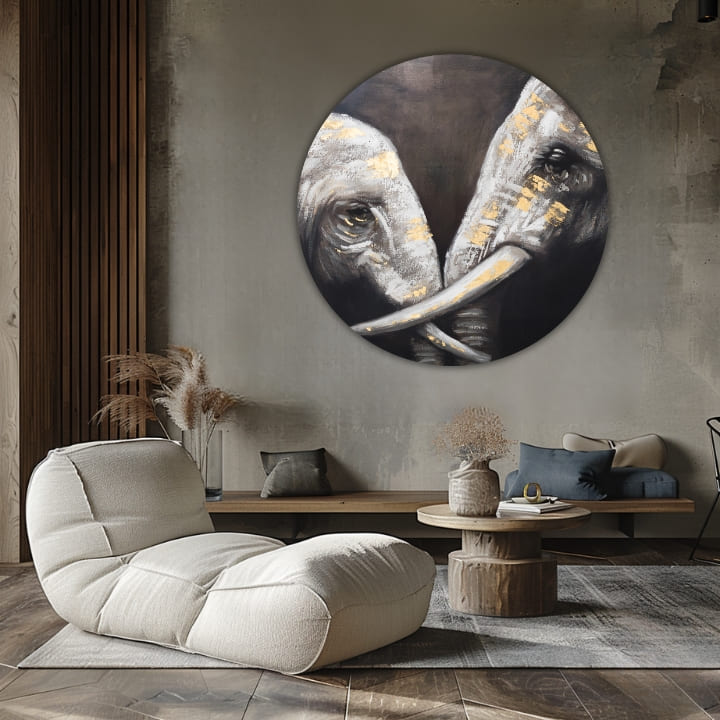 Okrogle slike z akrilom Dotik afriškega kralja | različne dimenzije