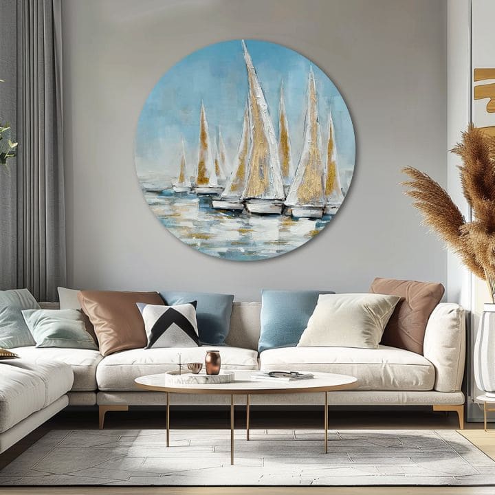 Okrogla poslikana slika zlate obale | različne dimenzije