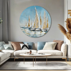 Okrogla poslikana slika zlate obale | različne dimenzije