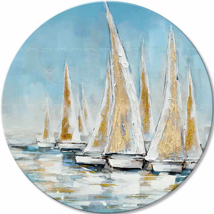 Okrogla poslikana slika zlate obale | različne dimenzije