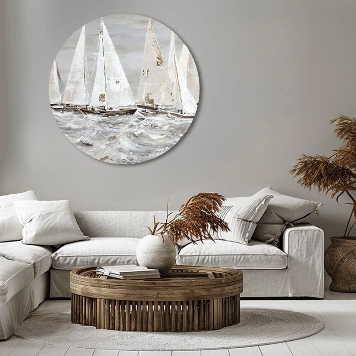 Okrogla poslikana slika Jutro v oceanu | različne dimenzije