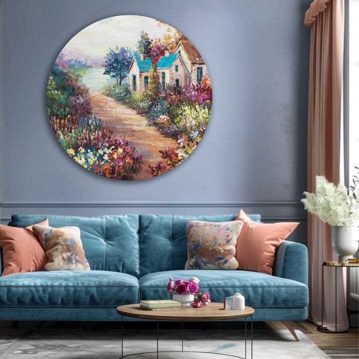 Okrogla poslikana slika babičine hiše | različne dimenzije