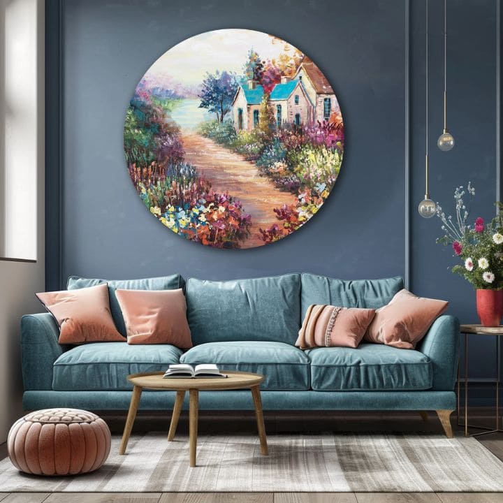 Okrogla poslikana slika babičine hiše | različne dimenzije