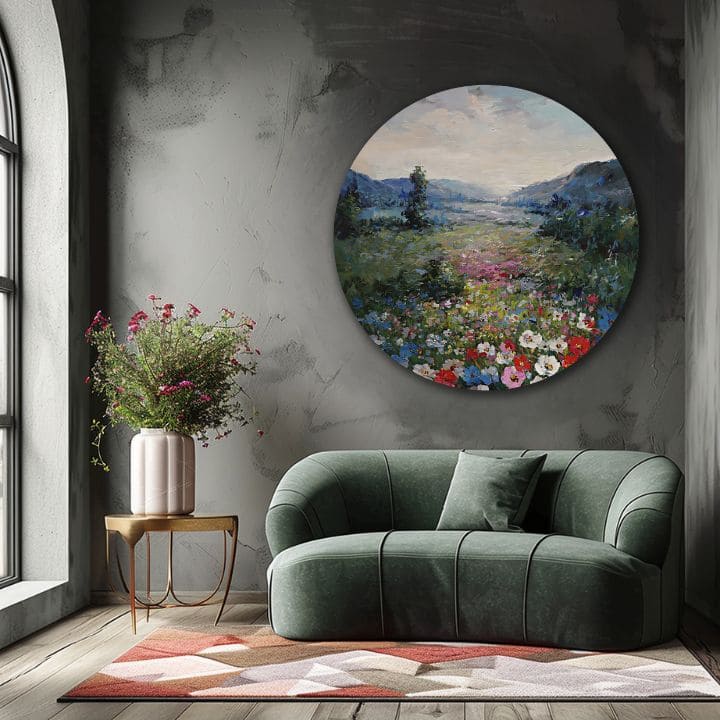 Okrogla poslikana slika Jutranja tišina | različne dimenzije