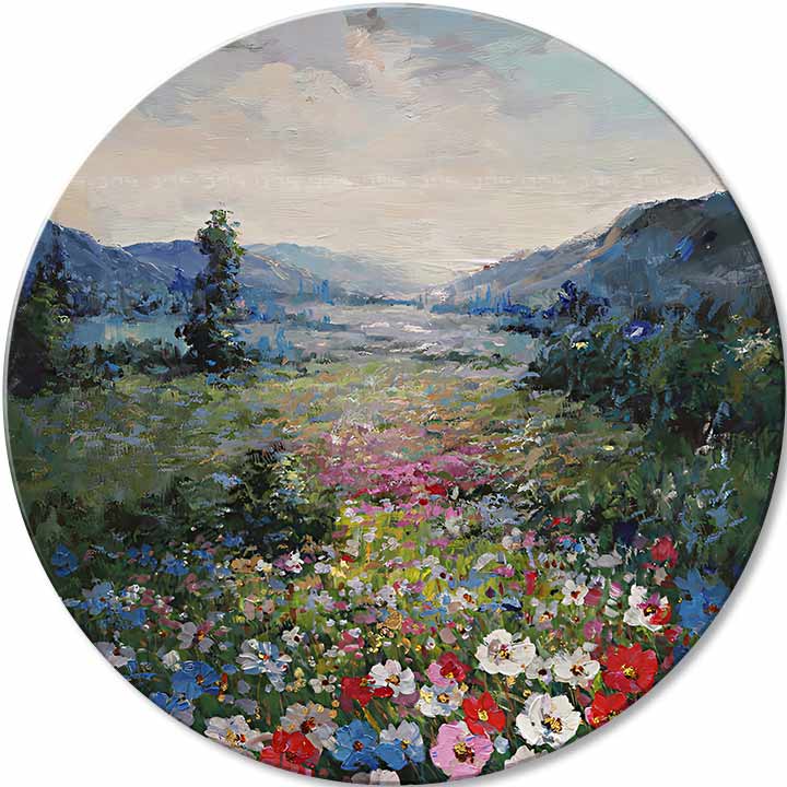 Okrogla poslikana slika Jutranja tišina | različne dimenzije