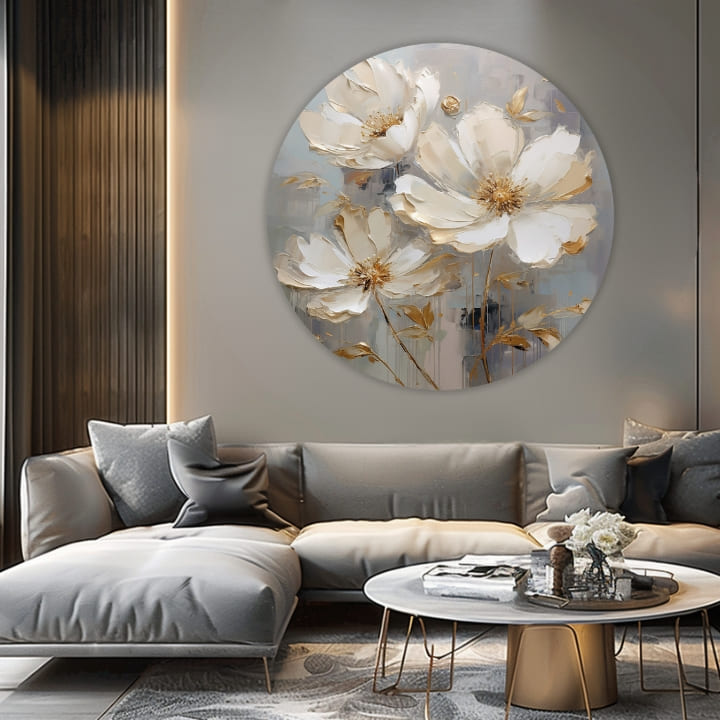 Okrogle slike z akrilom Rože v plesnih oblekah | različne dimenzije