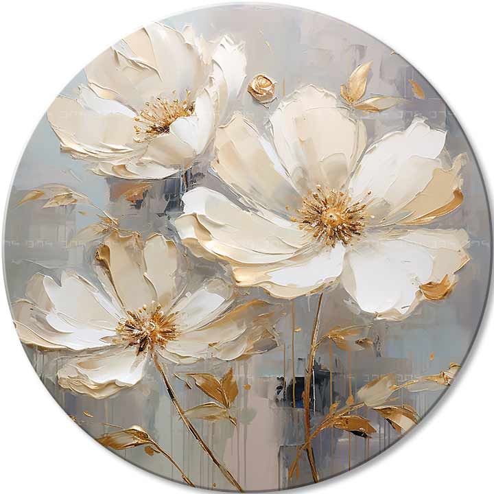 Okrogle slike z akrilom Rože v plesnih oblekah | različne dimenzije