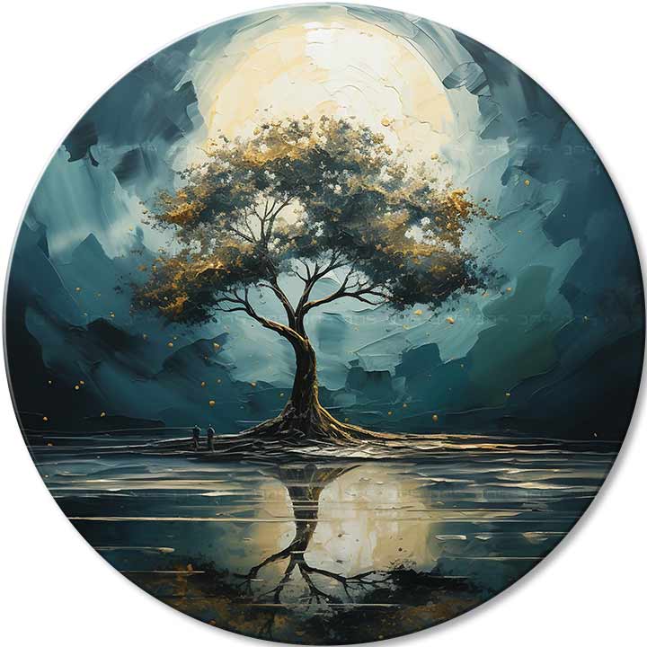 Okrogle slike z akrilom Odsevi narave | različne dimenzije