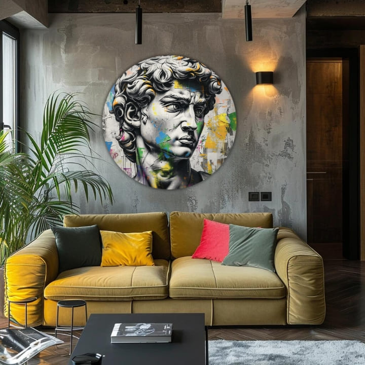 Okrogle slike z akrilom Starodavni pogled na Davida | različne dimenzije