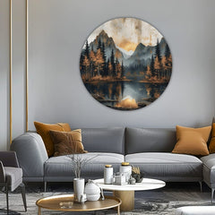 Okrogle slike z akrilom Somrak v mirni dolini | različne dimenzije