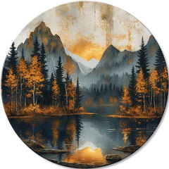 Okrogle slike z akrilom Somrak v mirni dolini | različne dimenzije