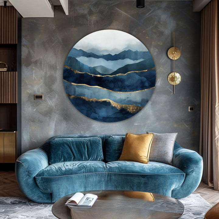 Okrogle slike z akrilom Abstraktni oceani | različne dimenzije