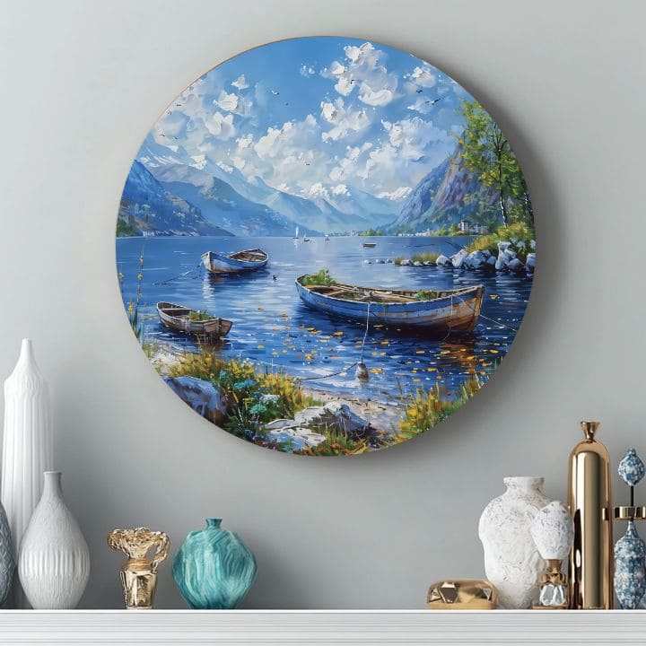 Okrogle slike z akrilom Alpski čolni