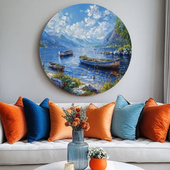 Okrogle slike z akrilom Alpski čolni