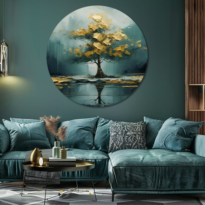 Okrogle slike z akrilom Zgodba o izgubljenem jezeru | različne dimenzije