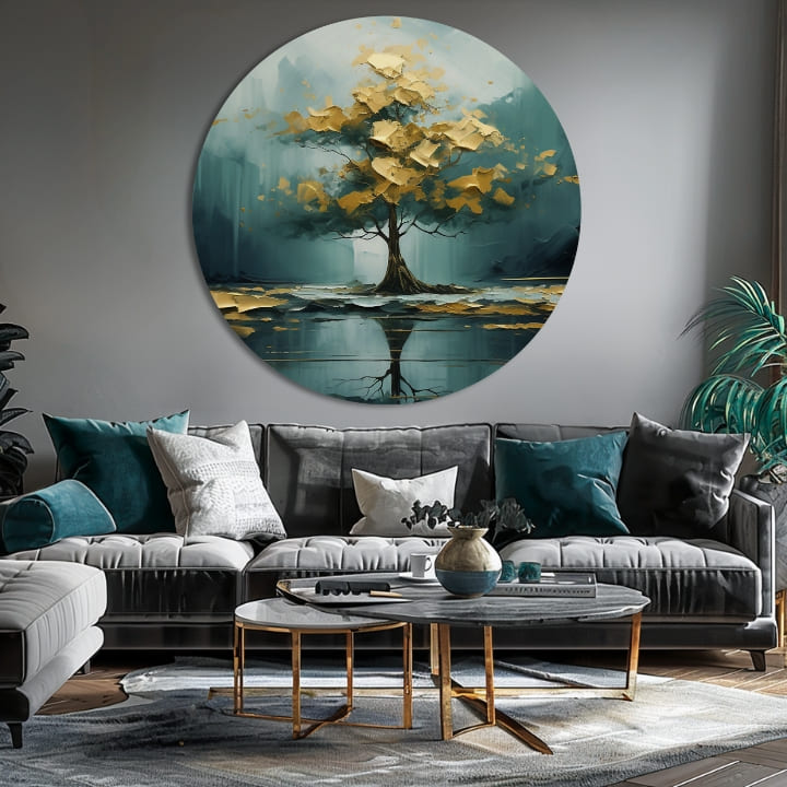 Okrogle slike z akrilom Zgodba o izgubljenem jezeru | različne dimenzije