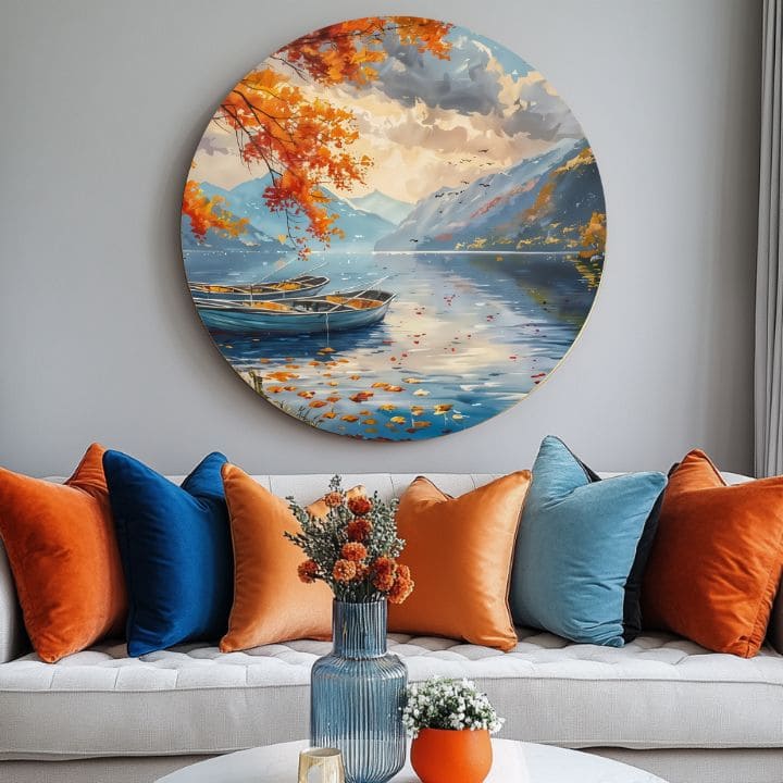 Okrogle slike z akrilom Mirnost jezera