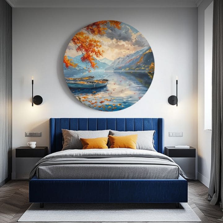 Okrogle slike z akrilom Mirnost jezera