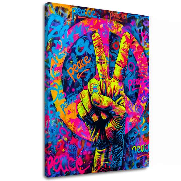 Slika PEACE SIGN na platnu | Podrobnosti akrila