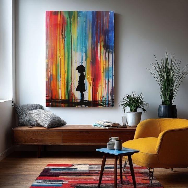 Slika RAINBOW SILHOUETTE na platnu | Poslikana struktura