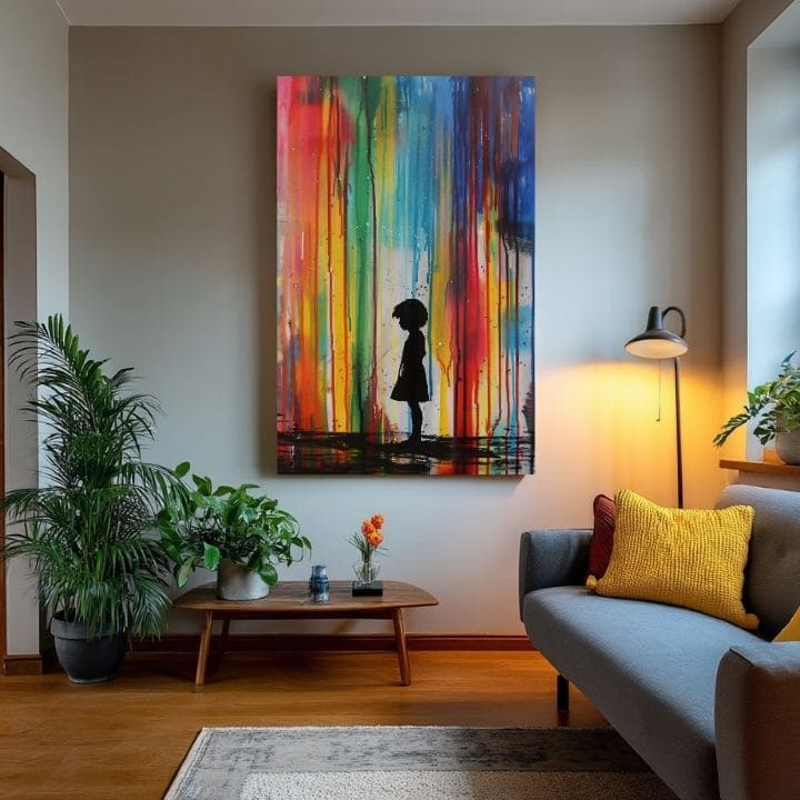 Slika RAINBOW SILHOUETTE na platnu | Poslikana struktura