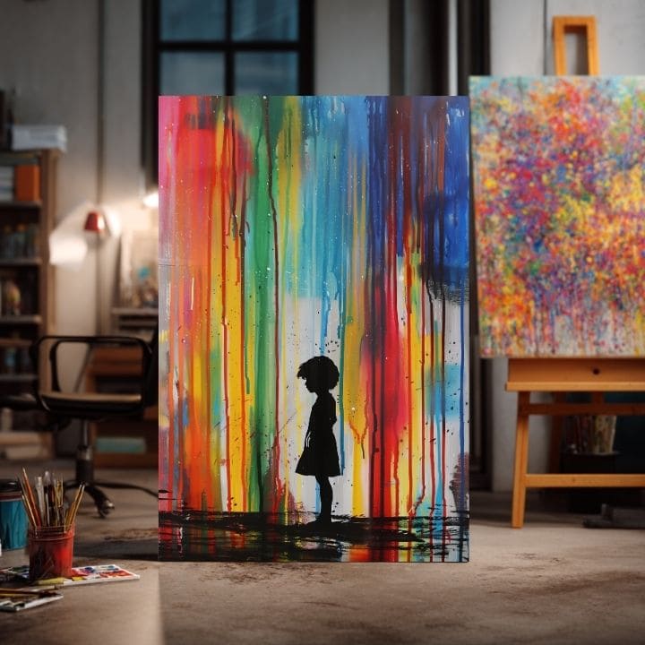 Slika RAINBOW SILHOUETTE na platnu | Poslikana struktura