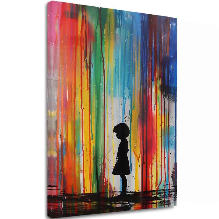 Slika RAINBOW SILHOUETTE na platnu | Poslikana struktura