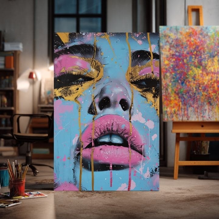 Slika NEON LIPS na platnu | Poslikana struktura