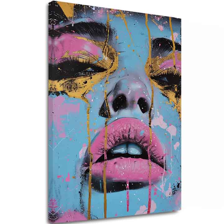 Slika NEON LIPS na platnu | Poslikana struktura