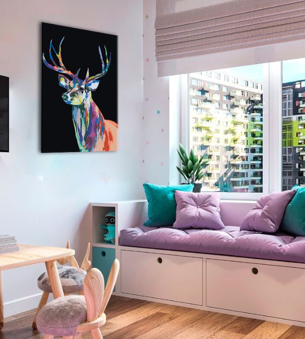 Slikarstvo po številkah BARVNI DEER | nizka težavnost SPECIAL BLACK EDITION