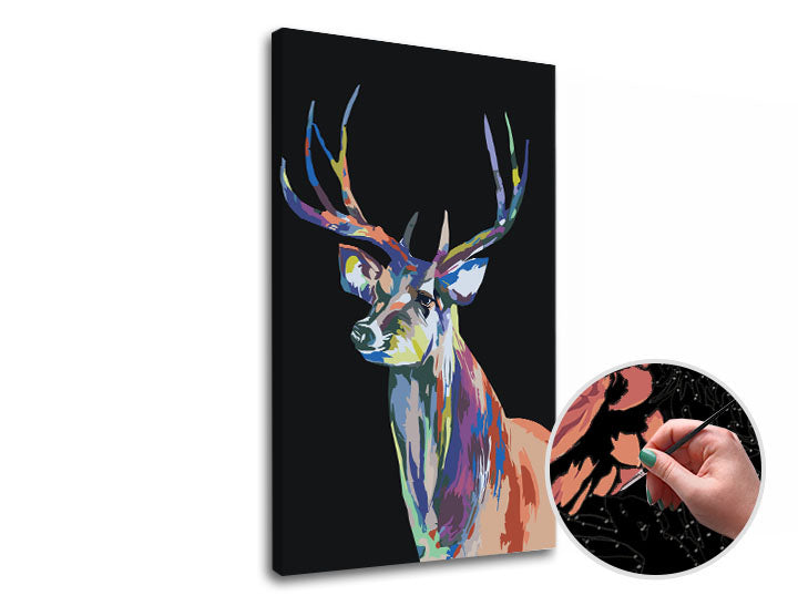 Slikarstvo po številkah BARVNI DEER | nizka težavnost SPECIAL BLACK EDITION