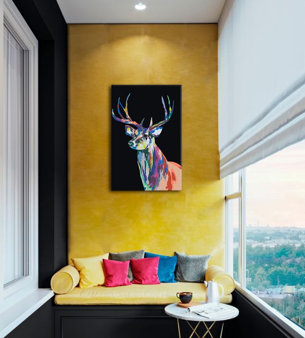 Slikarstvo po številkah BARVNI DEER | nizka težavnost SPECIAL BLACK EDITION