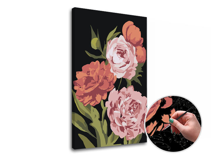 Slikanje po številkah Cvetlični vrt | nizka težavnost SPECIAL BLACK EDITION