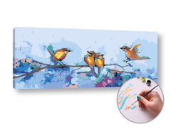 Slikanje po številkah Ptice v zimi | srednja težavnost