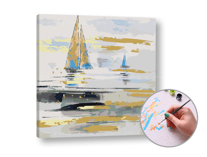 Slikanje po številkah Ladje na morju | nizka težavnost