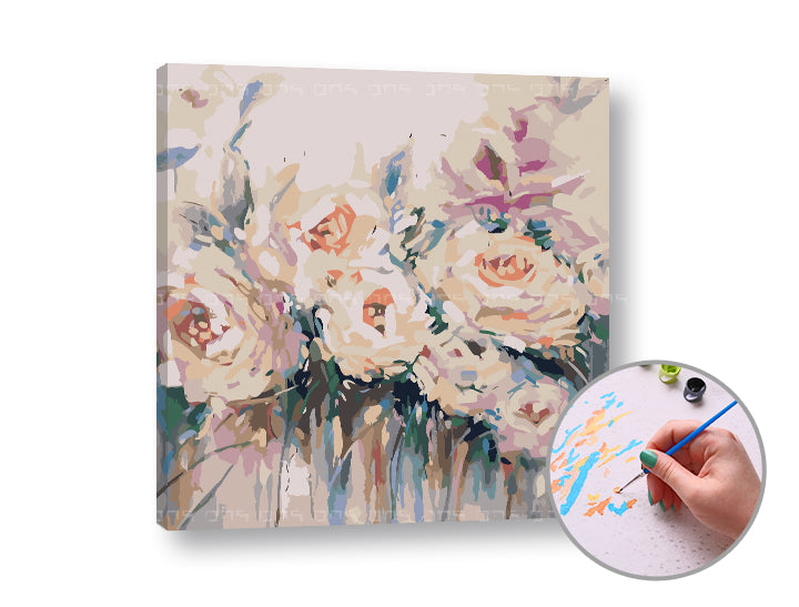 Slikanje po številkah BELE CVETOVINE | srednja težavnost