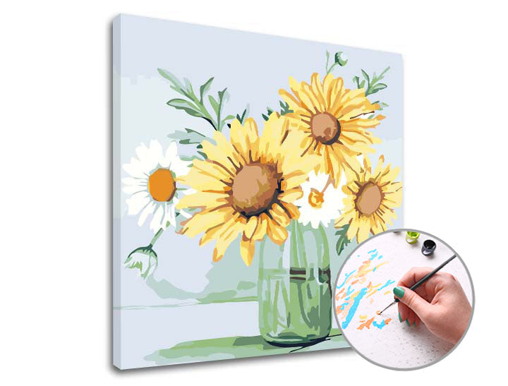 Slikanje po številkah MARGARETS IN SUNflowers | nizka težavnost