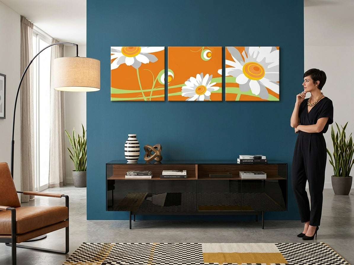 Ročno poslikana POP Art slika cvetja 3 kosi flo6 - slika 3